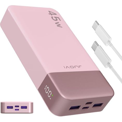 Batterie Externe Charge Rapide, Batterie Externe 45w, Power Bank 20000mah, USB C Charger, PD et QC Charge 4-Ports, avec Affichage LED pour 16 15 Pro Laptop (1/5)