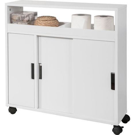 Carro Multiuso con Ruedas para Baño,Mueble Auxiliar Baño 2 Estantes y 2 Bandejas,Blanco BZR02-W SoBuy ES