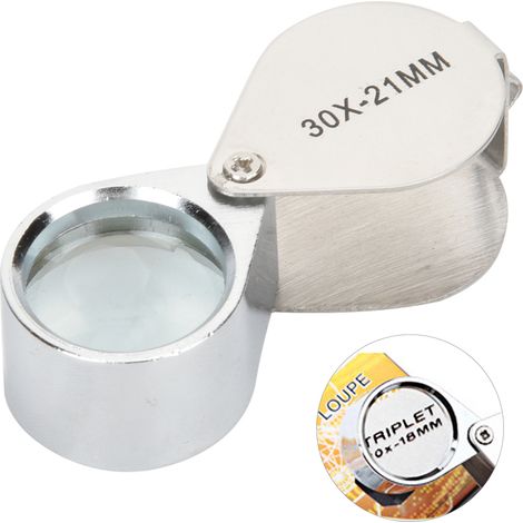 Loupe de bijoutier portable miniature en verre pour identifier les bijoux, les poinçons, les pièces de monnaie, les antiquités et l'argenterie. (1/5)