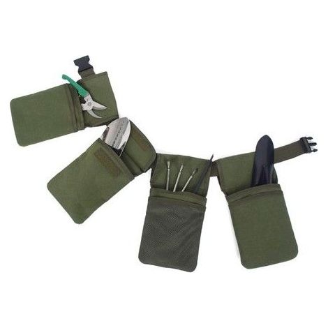 Sac de jardinage - Ceinture réglable 63-126 cm - 4 poches spacieuses - Tissu Oxford résistant - Imperméable - Vert (1/5)
