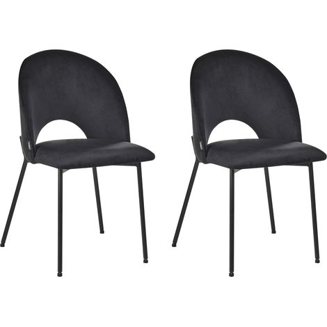 Conjunto de 2 sillas de comedor de terciopelo negro Covelo