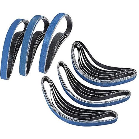 Lot de 10 bandes abrasives P80 20 mm x 520 mm en oxyde d'aluminium pour soudure et meulage (1/5)