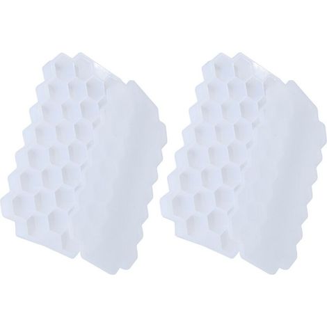 Eisform – Lebensmittelechtes Silikon – Sechseckig – 37 Eiswürfel pro Form – 20,8 x 12,5 x 2,5 cm – Weiß – 2er-Pack (1/5)