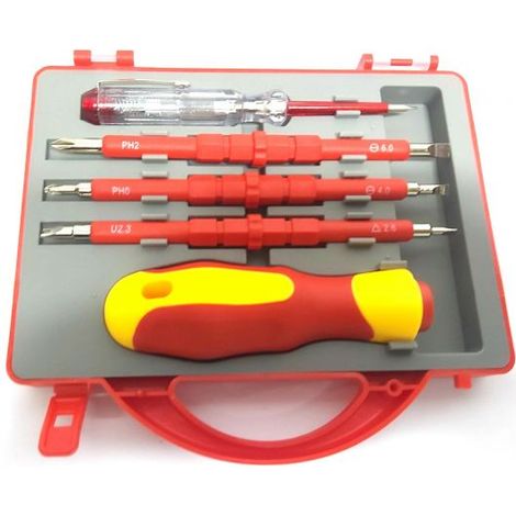 Set di 5 cacciaviti isolati 500V con punte a fessura magnetica (1/5)