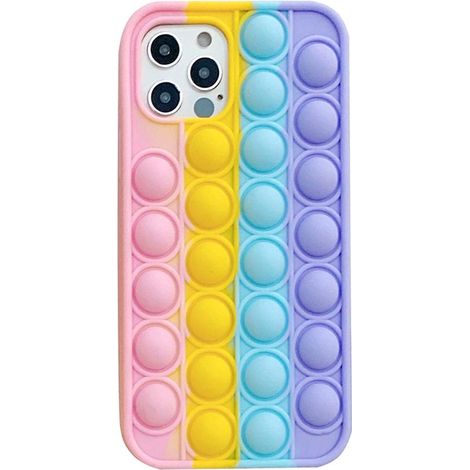 Housse de téléphone sensorielle en silicone avec bulles à pousser, coque de protection antichoc pour smartphone (1/5)