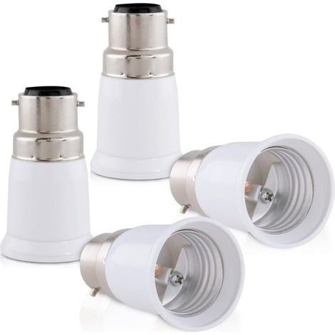 4x Fassungsadapter – B22 auf E27 Fassungskonverter – Bajonettsockel-Lampenfassungsadapter für Halogen- und LED-Lampen (1/5)