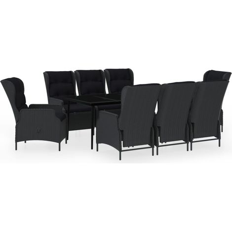 Juego de comedor de jardín muebles de exterior 9 piezas gris oscuro 020014099 (1/5)