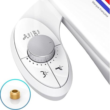 Kit Bidet WC pour l'hygiène intime - Double Jet - Compatible WC - Pour une arrivée d'eau à Gauche ou à Droite - en ABS - Taharat - (1/4)