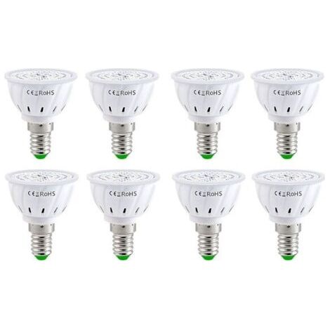 Lampe de croissance pour plantes LED E14 - 60 ampoules, lumière de croissance pour plantes à spectre complet, convient aux fleurs, aux graines hydroponiques, aux plantes biologiques, ensemble de 8 piè (1/5)
