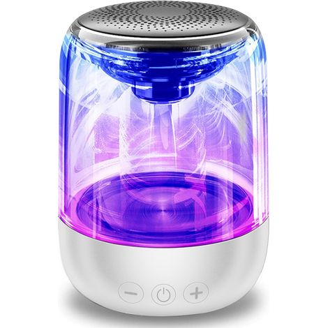 Enceinte Bluetooth portable, véritables enceintes stéréo sans fil, son stéréo cristallin, basses riches, portée sans fil, microphone, jeu de lumière LED, carte TF