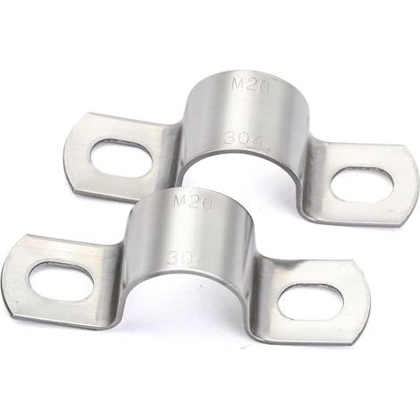 CCYKXAA 10 Pcs U-Clamp Heavy Duty Pipe Clamp Ø20 mm, Stainless Steel Pipe Clamp - Pipe Clamp for Tube Fixing/Attachment (1/5)