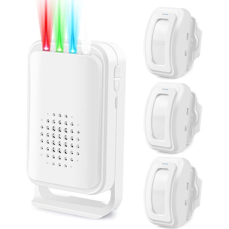 Wireless Motion Sensor Door Chime, Motion Sensor Alarm, Ring Door Alarm Sensor, Ring Motion Sensor for Indoor Home Business Store Office School 17Ringtone 4LED Indicator Vibration，1Receiver 3Sensors (1/5)