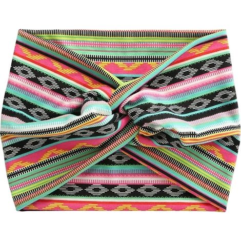 Stirnband, Boho-Stil, kompatibel mit Sportbekleidung, Regenbogenstreifen (1/2)