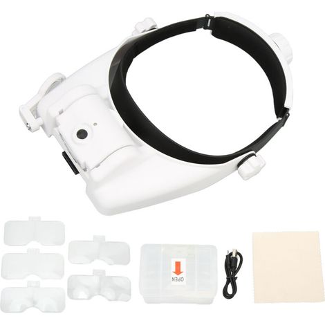 Loupe à bandeau 3 LED 23 types de grossissements Loupe à montage sur tête rechargeable réglable (1/5)