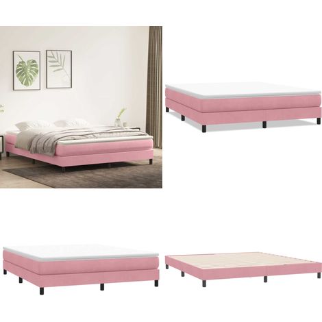 Cama box spring sin colchón terciopelo rosa 180x220 cm - Cama de terciopelo - Cama box spring