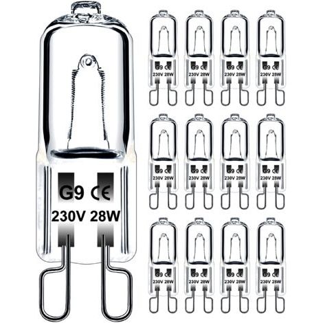 Ampoule G9 28W 230V Dimmable Blanc Chaud, Ampoule Halogène G9 Tolérance de 300°C, Ampoule Four G9 Pour Four Micro-ondes Cuisinière Plafonniers, Lot de 12 [Classe énergétique G]