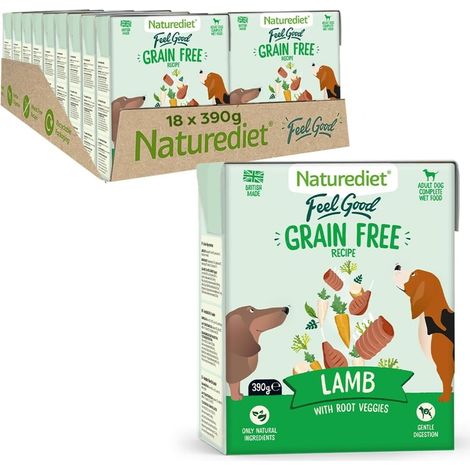 Naturediet Aliment humide naturel sans céréales à l'agneau pour chiens 18 x 390 g (1/5)