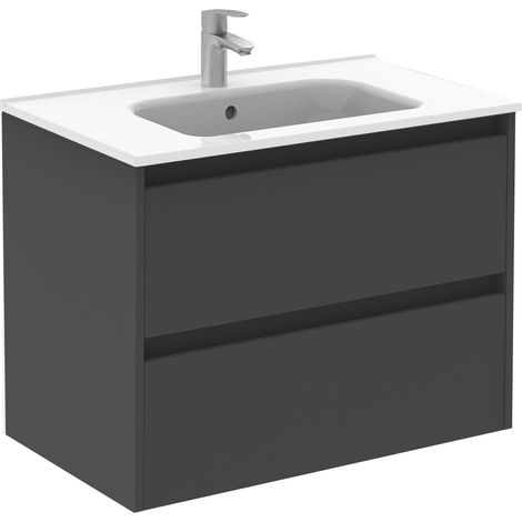 ROYO SANSA Mueble de Baño con Lavabo 2 Cajones Antracita Brillo - Medida: 80 cms - ref: C0072488 (1/2)