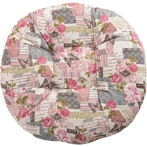 Coussin de chaise, rond, coussin d'assise, motif floral, imprimé animal, coussin d'assise, 40 cm, coton et lin, rose
