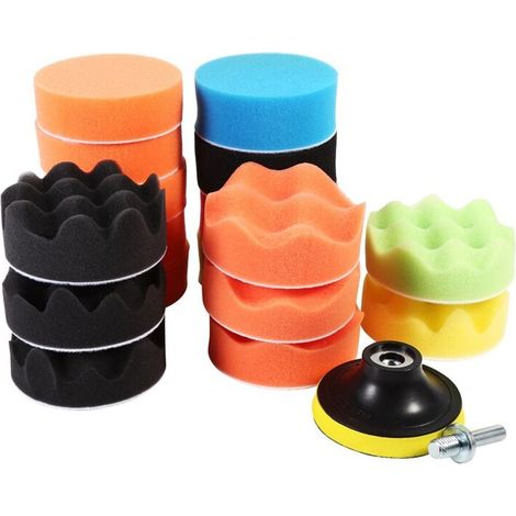 Jeffergarden Tampons de polissage en éponge, lot de 19, ronds et résistants, pour polisseuse et meuleuse. Protection optimale contre les rayures et les chocs. (1/5)