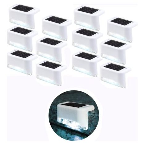 ALLIANDIS12 PCS Lampe de clôture solaire étanche, lumière de pont solaire, lampe d'escalier, lampes solaires de jardin LED IP65 pour clôtures d'escalier de patio (Lumière blanche-Blanc) (1/4)