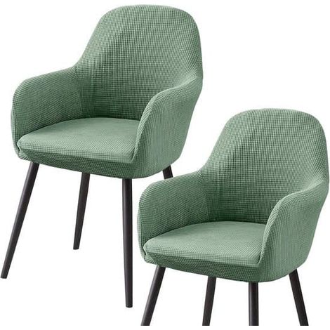 Housses de chaises de salle à manger - Housses de chaises universelles pour chaises de salle à manger - Housses de chaises lavables avec dossier et accoudoirs (paquet de 2, vertes) (1/5)
