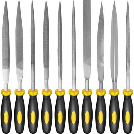 Ensemble de 10 mini limes métalliques, outils de sculpture sur bois, adaptés au limage de l'acier et à l'affûtage manuel du bois. (1/5)