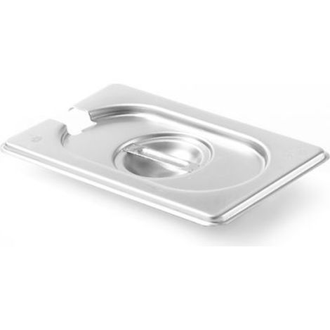Coperchio in acciaio per GN Kitchen Line con foro per mestolo GN 1/9 - Hendi 806975 (1/2)