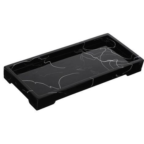 Plateau en Céramique Effet Marbre Noir pour Salle de Bain, Organisateur Polyvalent Design Simple, pour Hôtel ou Restaurant'-'-