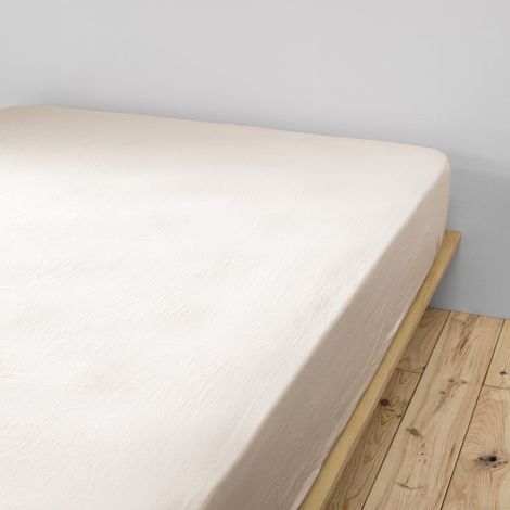 Drap housse 180x200 double gaze de coton pampa Terre de Nuit (1/2)