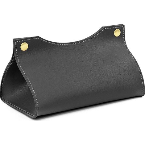 Taschentuchbox aus Leder, Taschentuchspender, Serviettenhalter, Taschentuchbox im nordischen Stil, faltbare Taschentuchbox für Zuhause, Papiertaschentuchspender (schwarz) (1/3)
