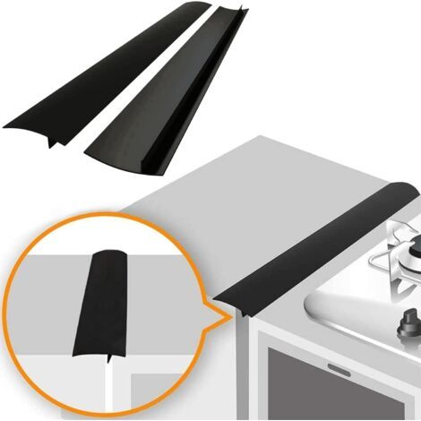 Lot de 2 cache-joints en silicone pour cuisinière, résistants à la chaleur, pour combler les espaces entre la cuisinière et le plan de travail, faciles à nettoyer (53 cm, noir) (1/5)