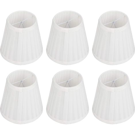 Set of 6 Fabric Lamp Shades, White Fabric Lampshades, Small Lampshades, Small Lampshade Clip for Chandelier Wall Light Type Candle Holder, 9 x 14 x 13 cm (1/5)