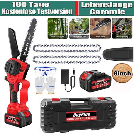 Elektrische kabellose Kettensäge 8" Saw Wood Pruning Cutter Akku wiederaufladbar