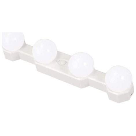 BUNTHAUS Lampe de maquillage portable sans fil à LED, style Hollywood, 4 ampoules, éclairage multifonction pour salle de bain (sans miroir)