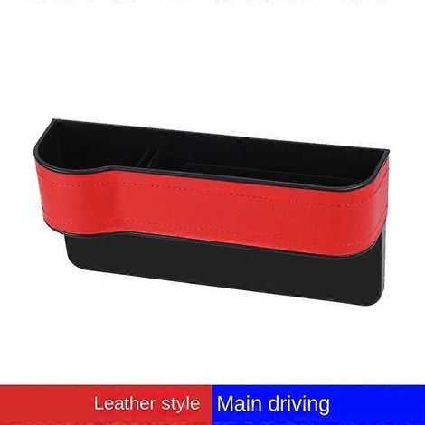 Organisateur latéral de siège avec porte-gobelet pour voiture, en cuir, multifonctionnel, pour combler l'espace entre les sièges, boîte de rangement, poche de siège (A-Rouge, conducteur principal)