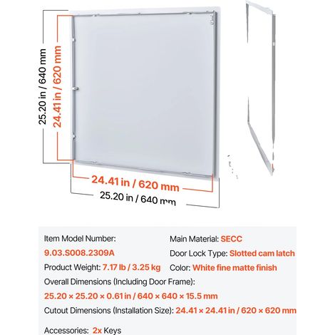Panneau d'accès, construction en acier durable, installation sans effort, 24x24inch (1/2)