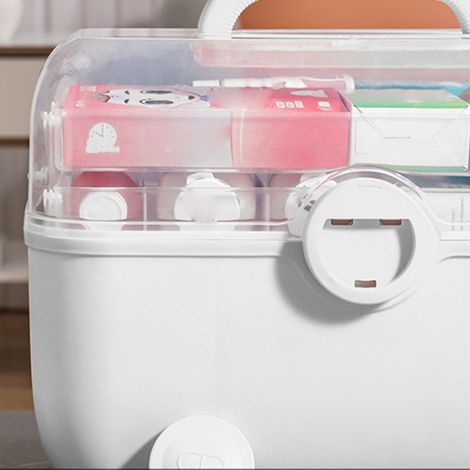 Boîte de rangement pour médicaments en plastique à plusieurs niveaux, grande capacité, armoire à pharmacie pour la maison, blanche (moyenne) (1/4)