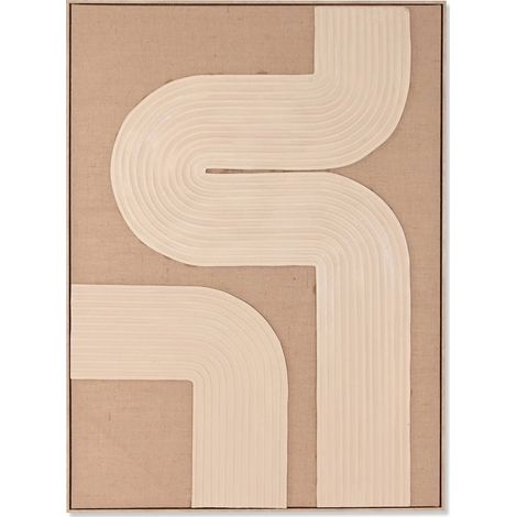 Tableau Abstrait en jute 3D pour une élégance naturelle - Beige naturel (1/5)
