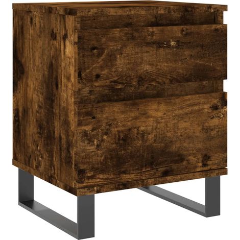 Comodino con cassetto e vano con anta 40 x 35 x 50 cm in legno ingegnerizzato marrone e metallo DEC033585