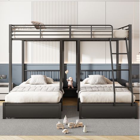 letto contenitore 140x200 triplo divisibile nero OKMYHOME (1/5)