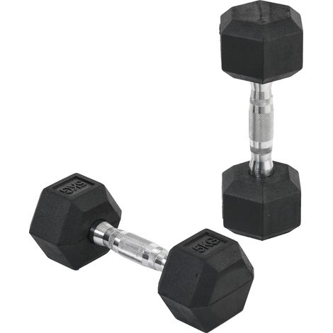 Mancuernas Hexagonales 2 x 5 kg avec Barras de Conexión Kit Fitness
