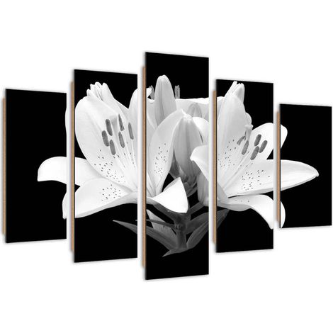 Quadro deco panel 5 parti, Gigli bianchi - 200x100 (1/5)