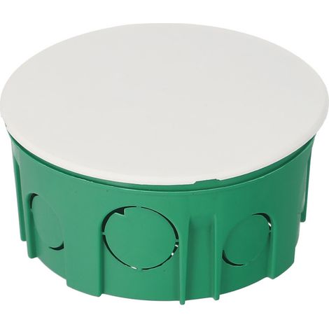Boîte d’encastrement plate 100 mm avec couvercle blanc et vis, verte – EDO Technic (1/5)