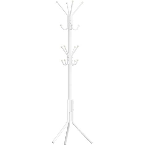 Portemanteau, Portant en Métal, Rangement pour Vêtements, Sacs et Chapeaux, Hauteur 175 cm, avec 16 Crochets, pour Entrée, Salon, Chambre, Blanc Nuage (1/5)