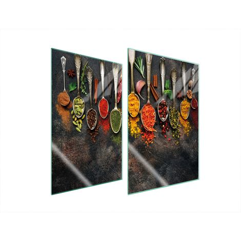 GLASSCHUTZPLATTE FÜR KÜCHE 2x35x52 GEWÜRZE