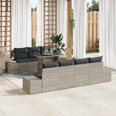 Set di divani con cuscino 8 pcs Grigio chiaro polyrattan vidaXL (1/5)