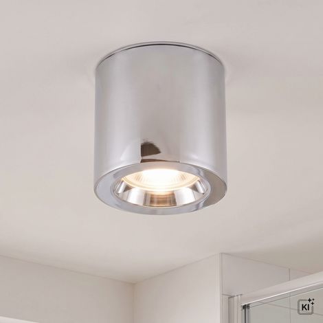 Deckenspot Aufputz Aluminium GU10 IP44 D: 8.5 cm rund Chrom Deckenlampe (1/5)