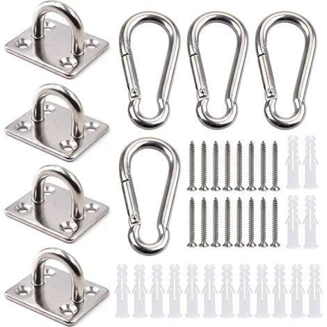 4 Pièces Pontet Inox avec Mousquetons Crochet Plafond Platine Oeillet Inox (1/5)