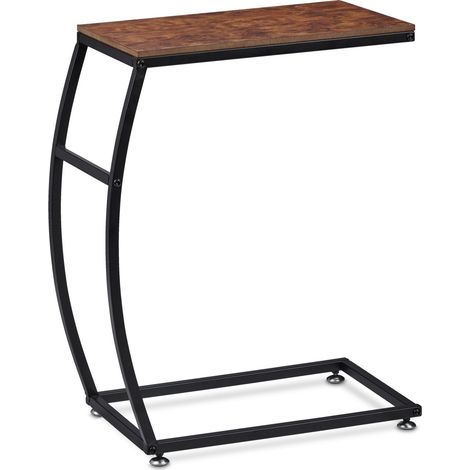 Mesa auxiliar de diseño industrial 70 x 40 x 50 cm con ruedas forma curvada de metal negro 130009990 (1/5)